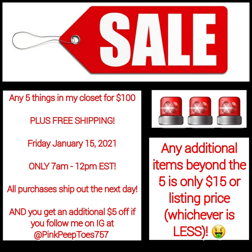 SALE ANY 5 ITEMS $100 FREE SHIPPING!
